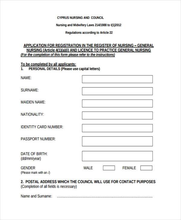 bahamas nursing council application form
