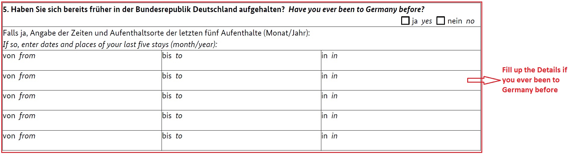 how to fill german national visa application form