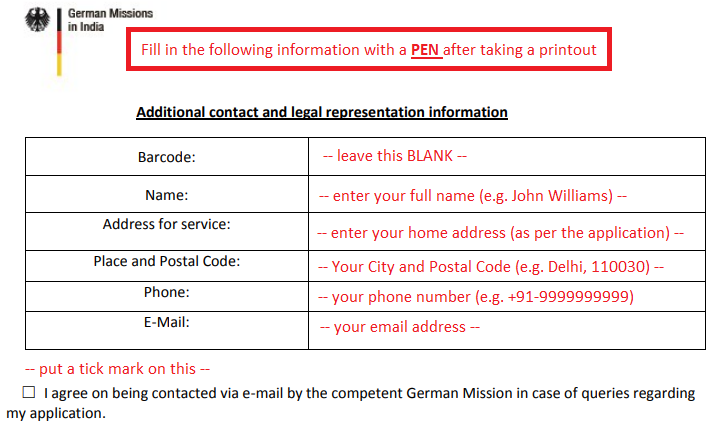 german schengen visa application form sample
