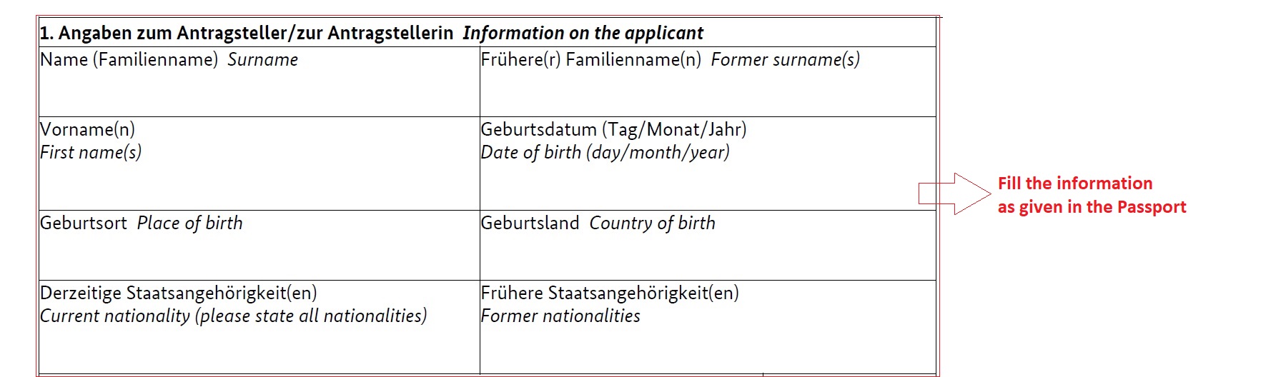 how to fill german national visa application form