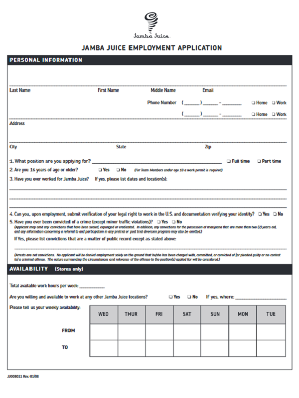 mcdonalds job application form pdf