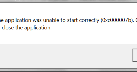 the application was unable to start correctly 0x00007b
